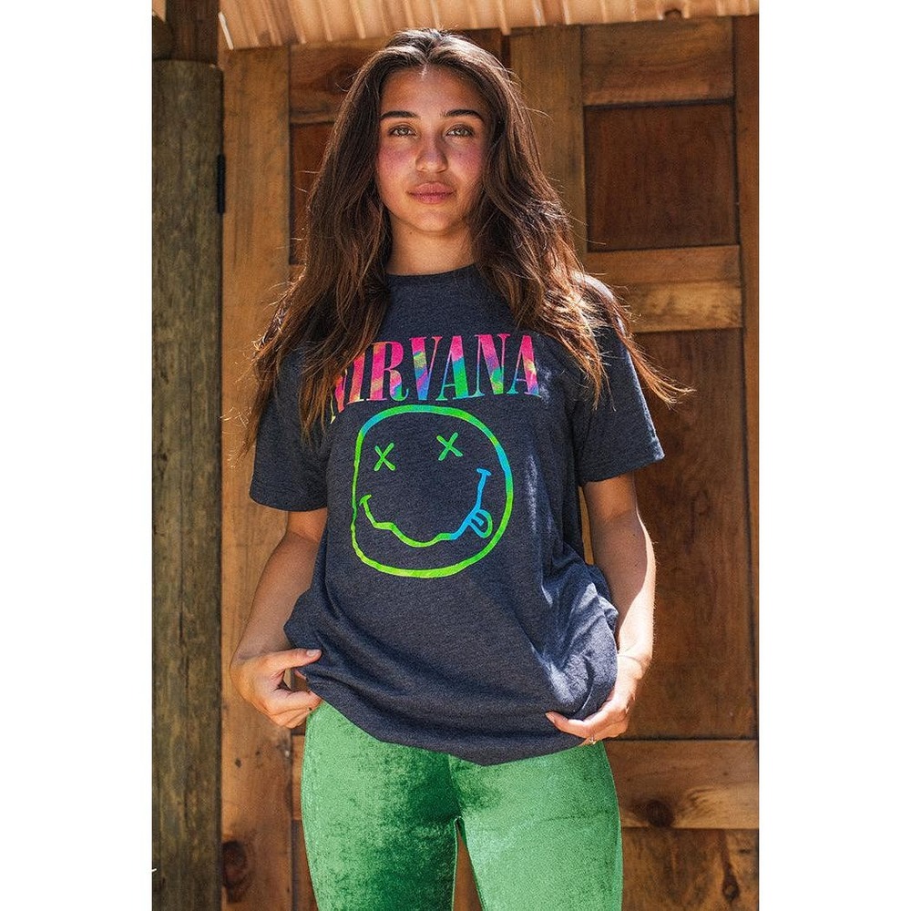 Nirvana Neon Smile Short Sleeve Rave Graphic T-Shirt Small